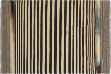 Flat Weave Kilim, Antique, Navaho, Vintage, Handmade, Modern Kilim Beige Black Hand-Woven Rectangle 100% Wool Area Rug 6 x 8
